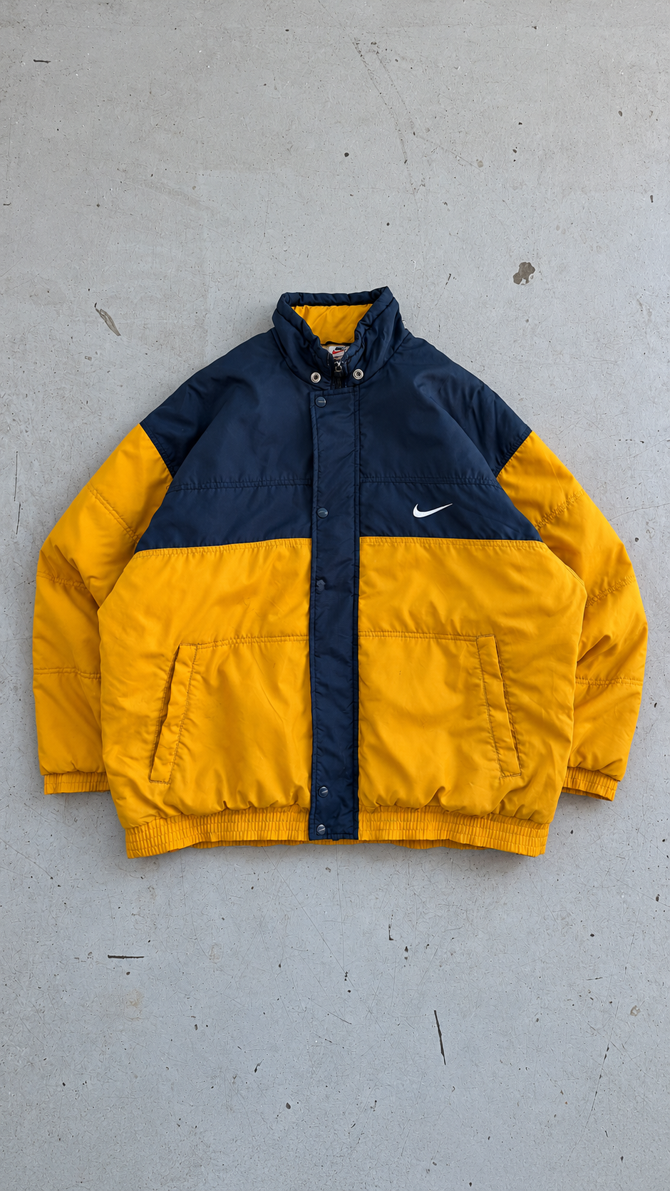 Nike | Vintage Puffer Jakke | Navy/gul | L
