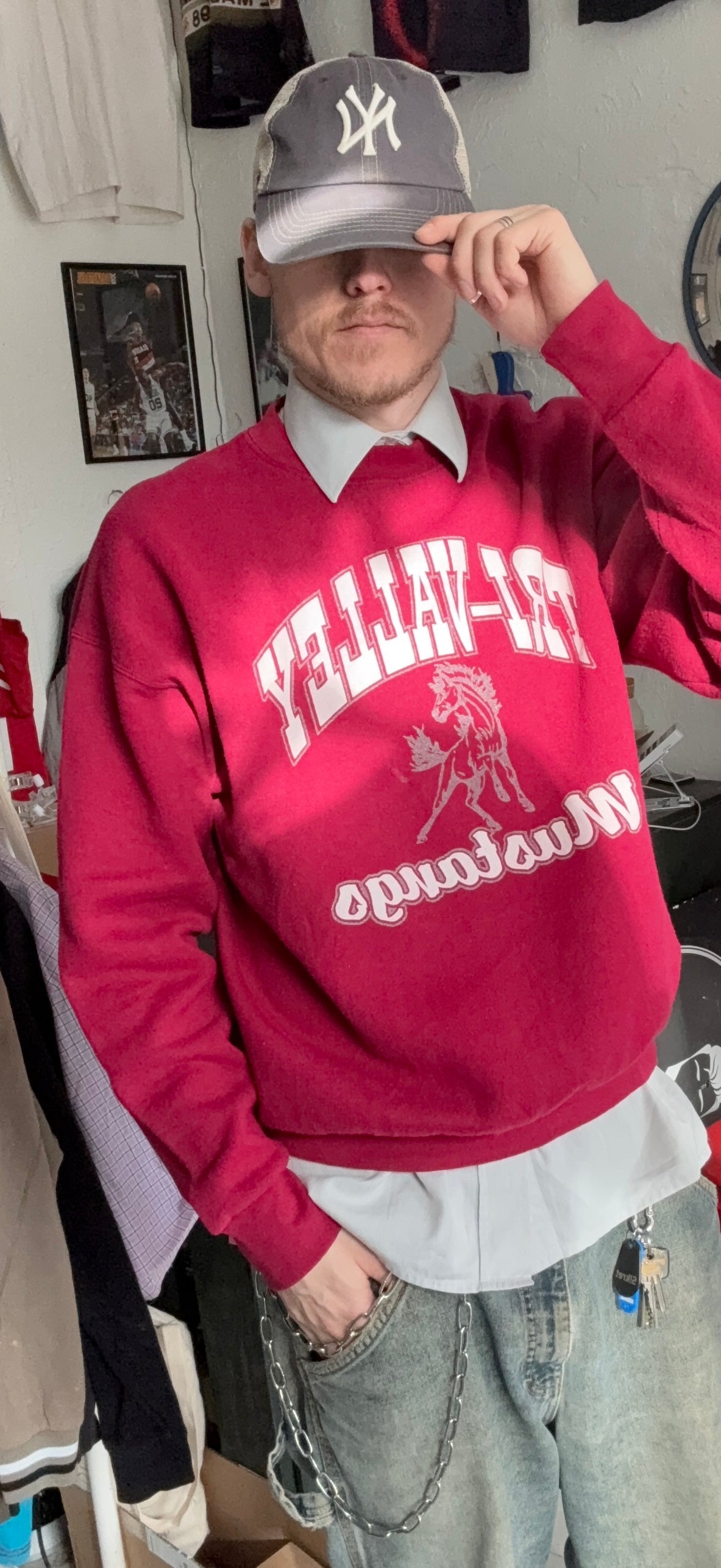 90s Fruit of the Loom | Crewneck | Rød | L/XL - Re:Junk Vintage