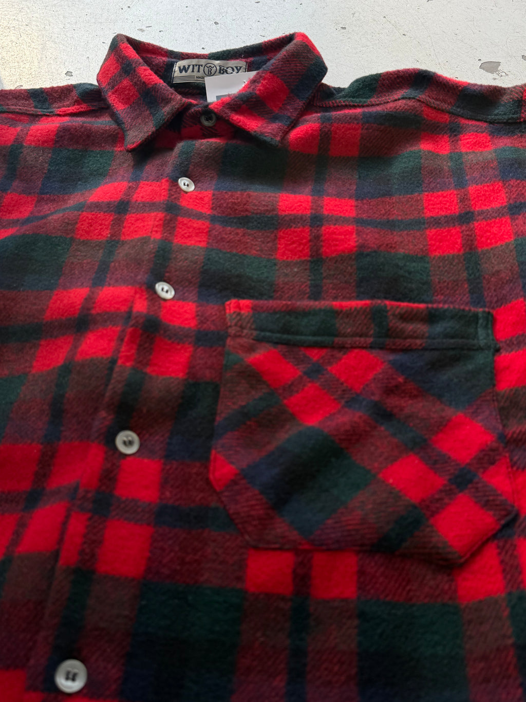 Wit Boy | Vintage flannelskjorte | rød/grøn | L