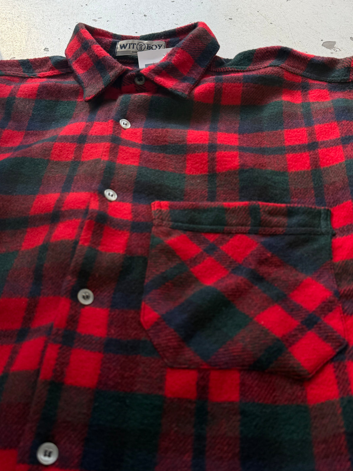 Wit Boy | Vintage flannelskjorte | rød/grøn | L