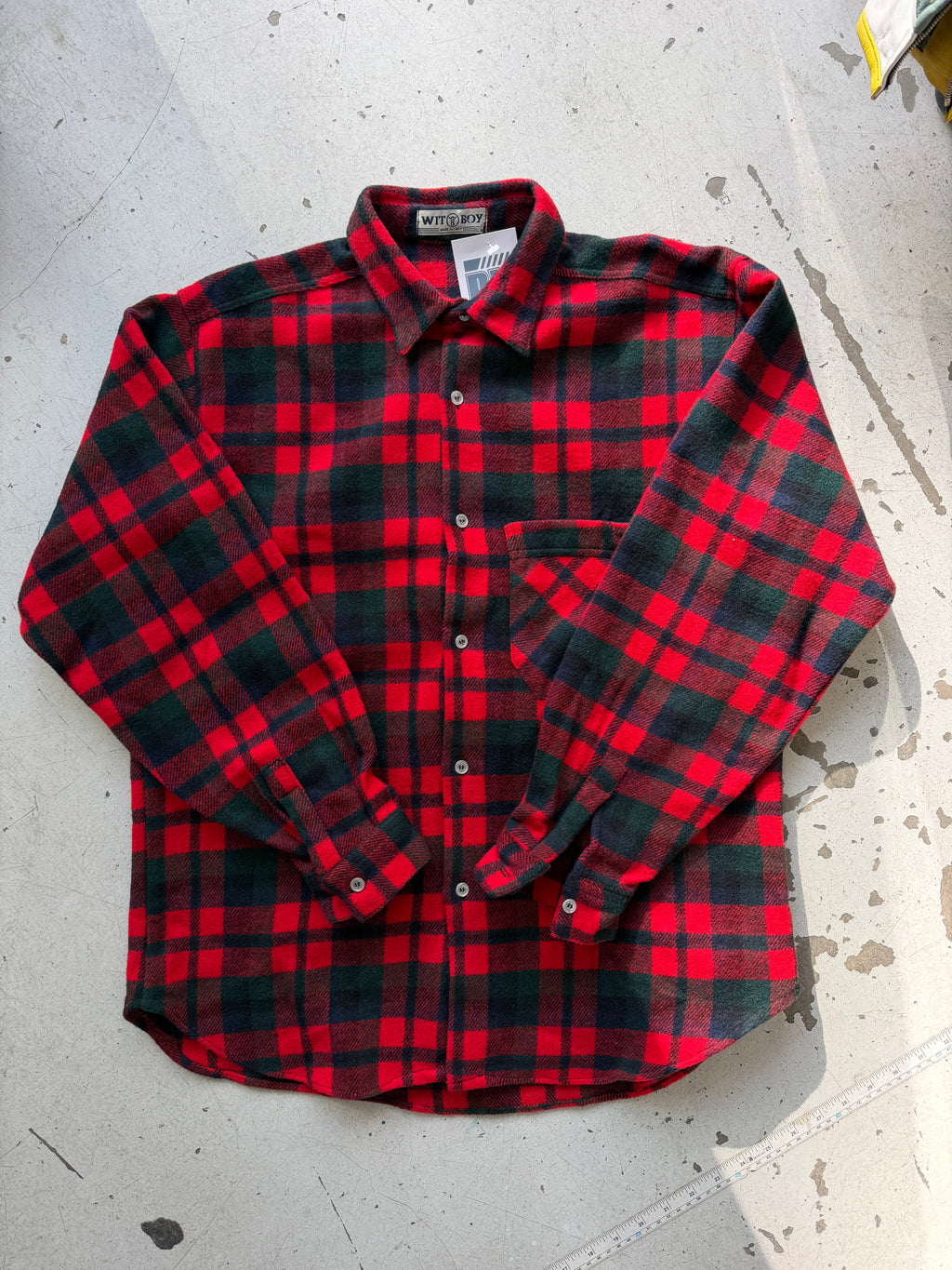 Wit Boy | Vintage flannelskjorte | rød/grøn | L