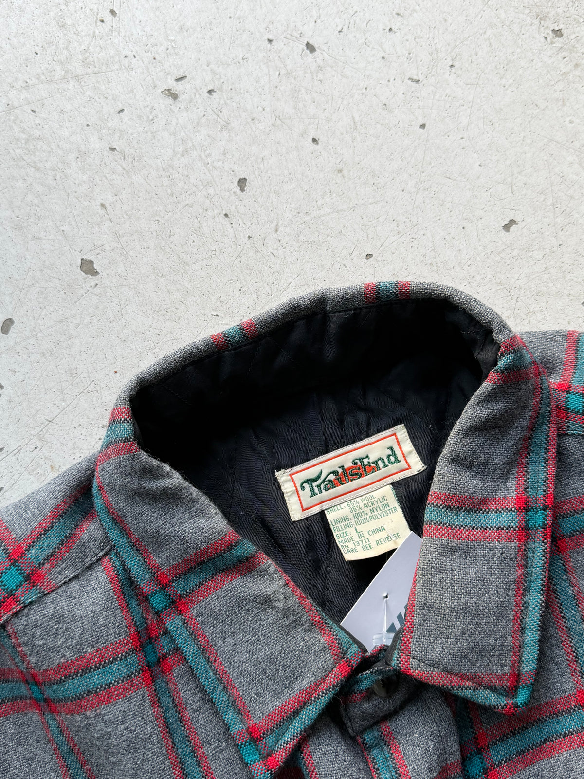 Trails End | Vintage uldskjorte | grå/rød | L