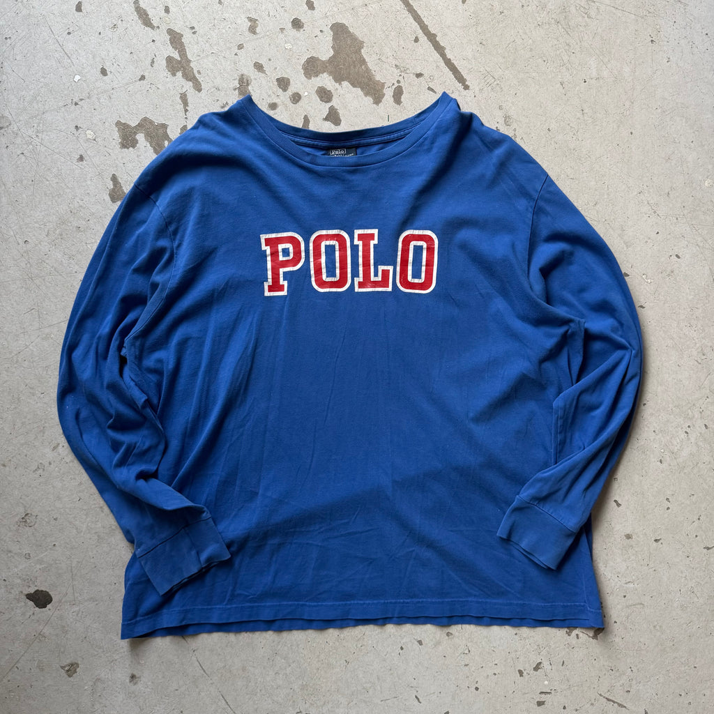 Polo Ralph Lauren langærmet T-shirt – Herre XL – Blå vintage logo tee