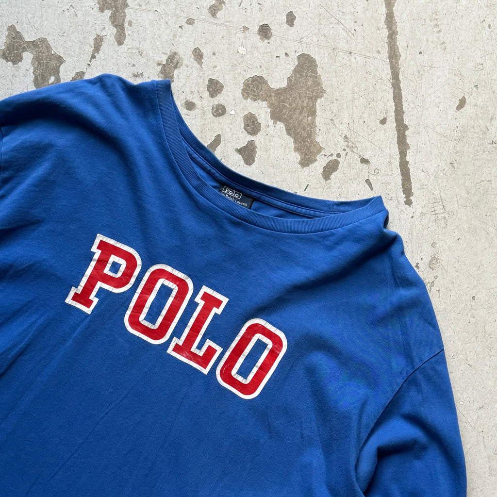 Polo Ralph Lauren langærmet T-shirt – Herre XL – Blå vintage logo tee