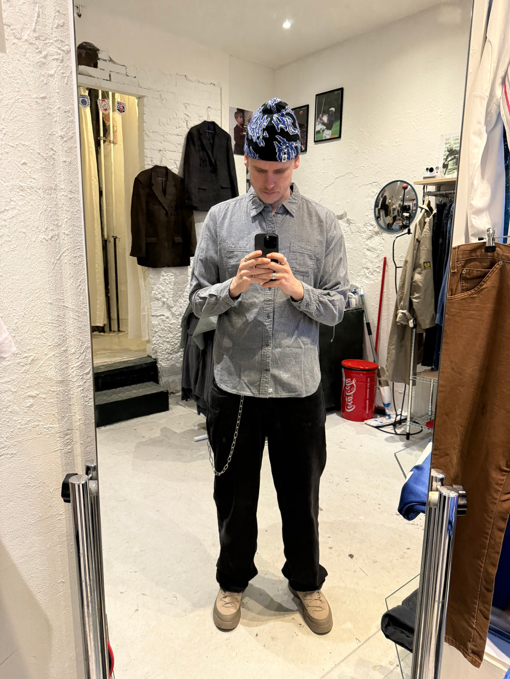 Vintage Grå Skjorte – Large – Classic fit