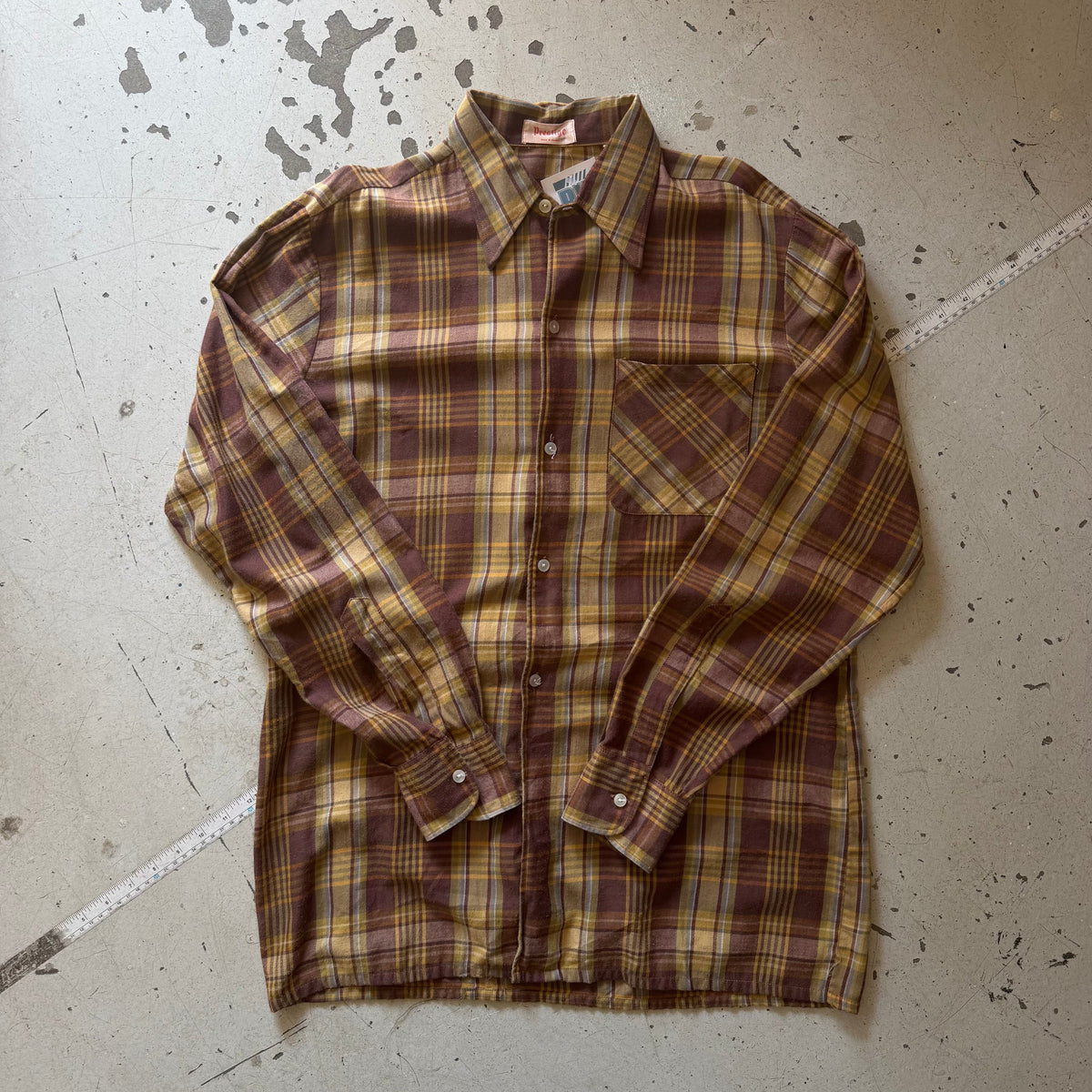 Prestige | vintage ternet skjorte | brun/gul | M