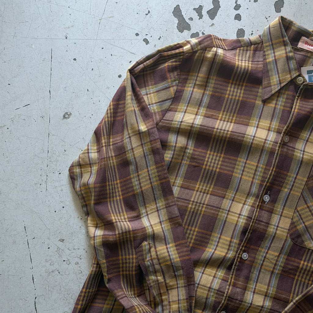 Prestige | vintage ternet skjorte | brun/gul | M