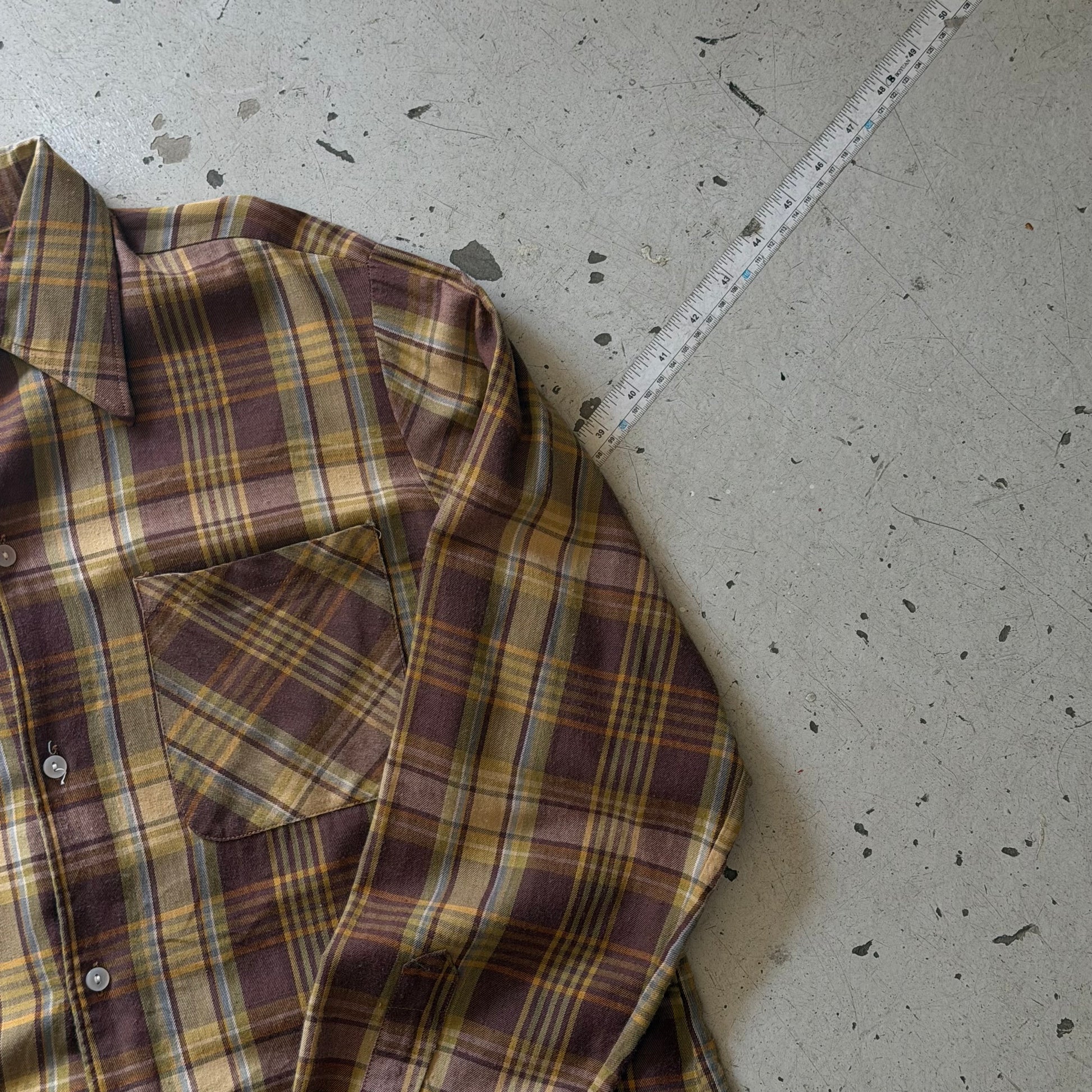 Prestige | vintage ternet skjorte | brun/gul | M