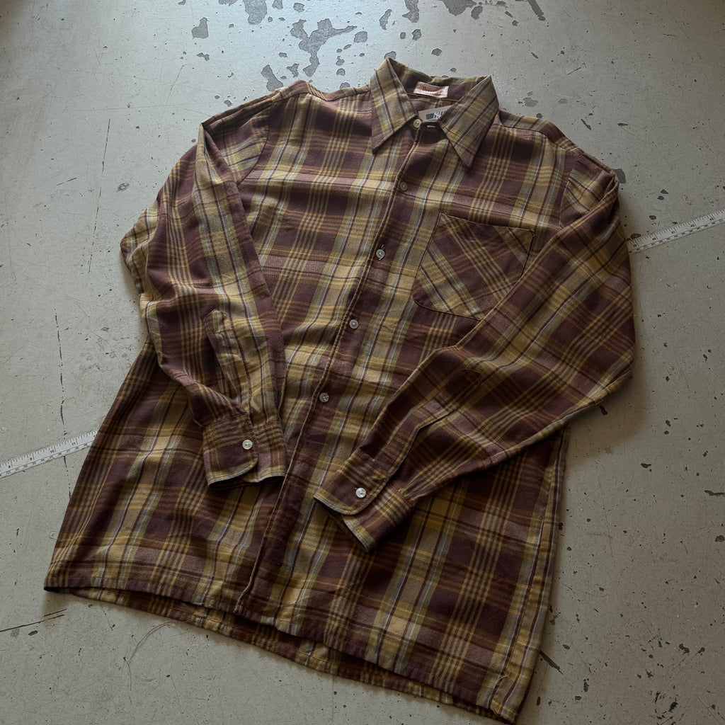 Prestige | vintage ternet skjorte | brun/gul | M