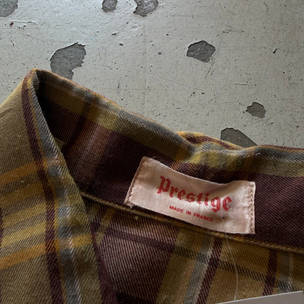 Prestige | vintage ternet skjorte | brun/gul | M