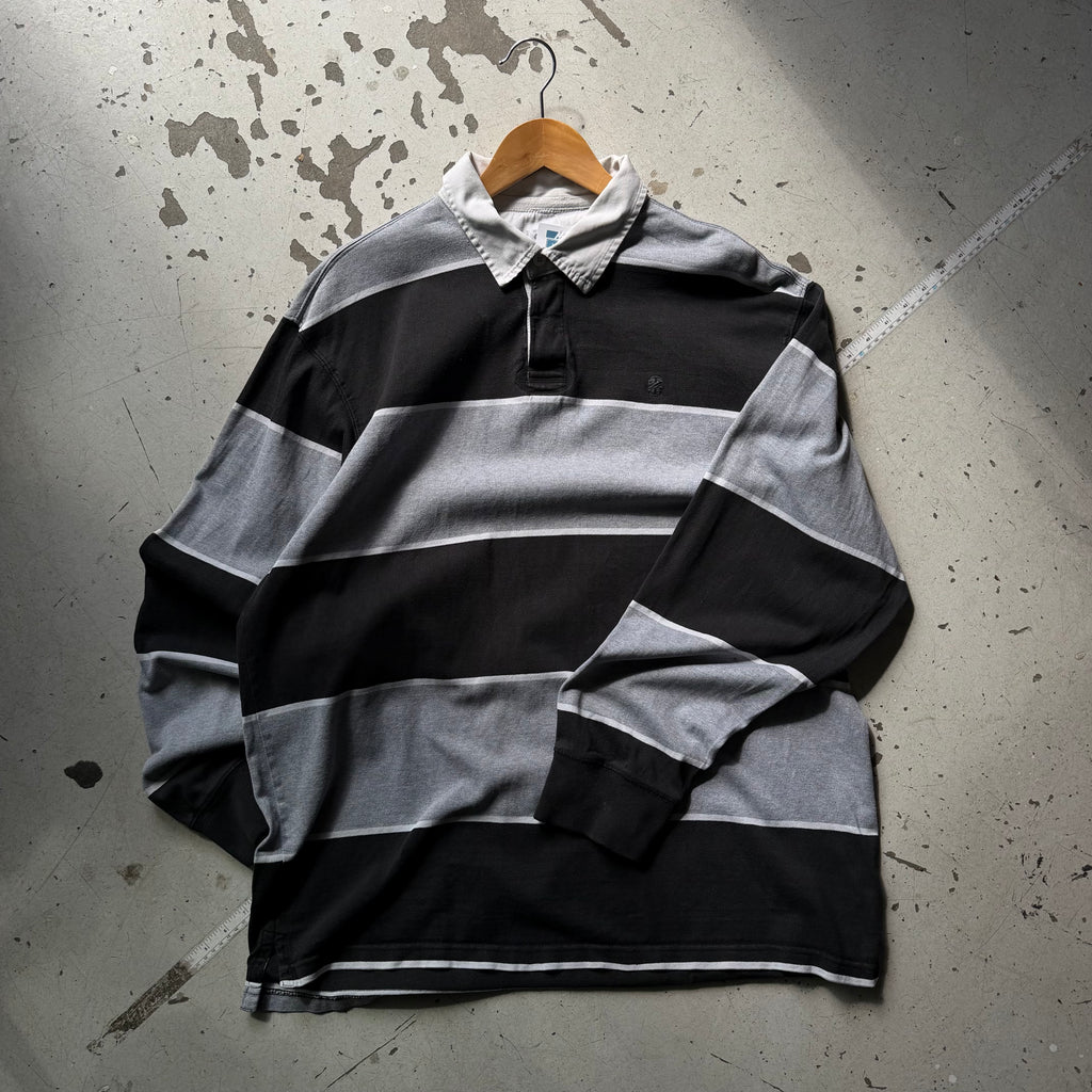 Rugby polo | stribet  | sort/grå | XL