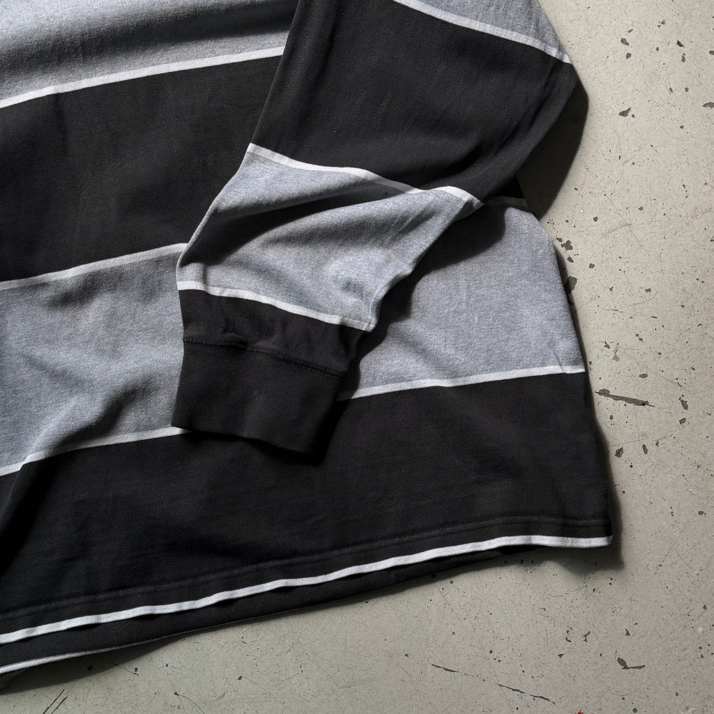 Rugby polo | stribet  | sort/grå | XL