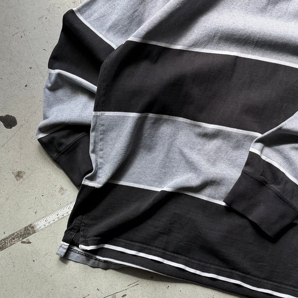 Rugby polo | stribet  | sort/grå | XL