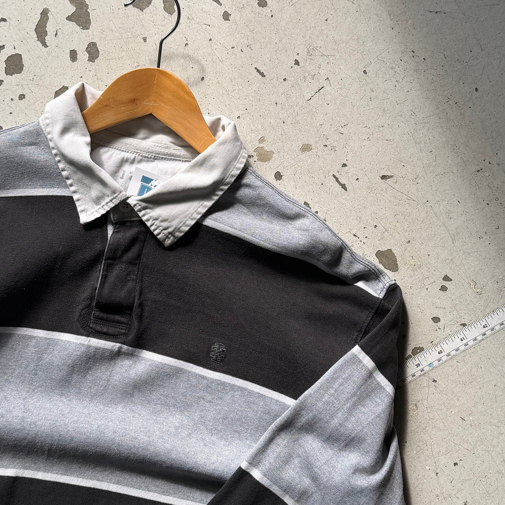 Rugby polo | stribet  | sort/grå | XL
