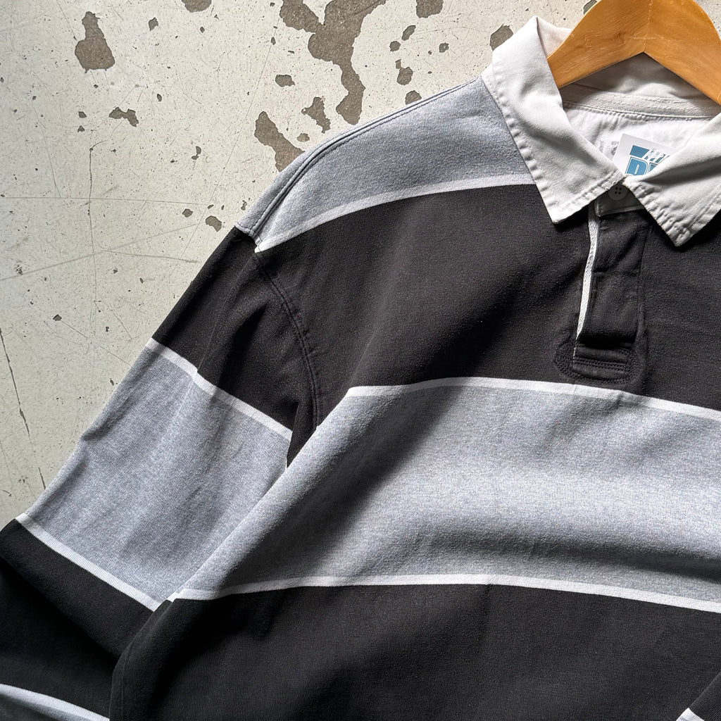 Rugby polo | stribet  | sort/grå | XL