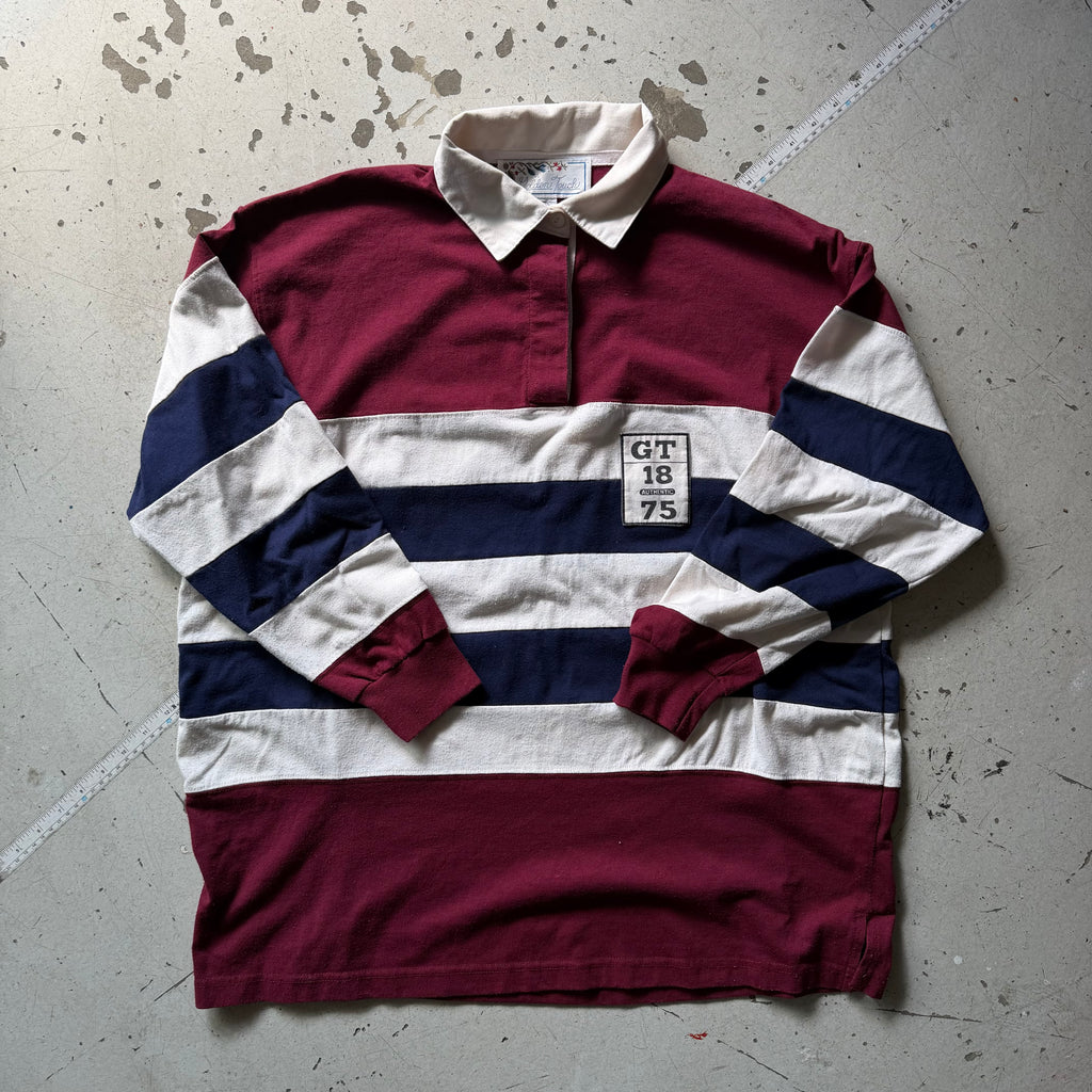 Rugby polo | stribet  | hvid/rød | M