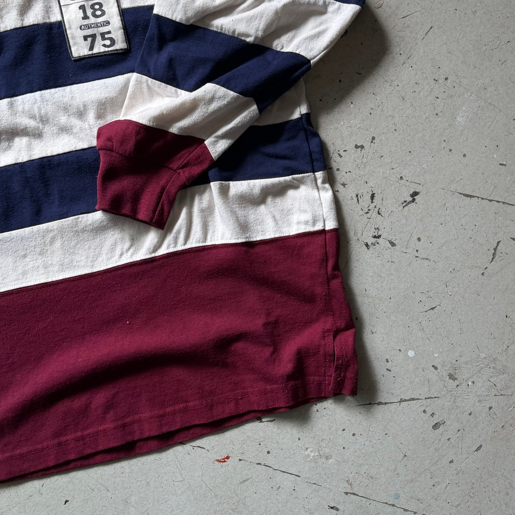 Rugby polo | stribet  | hvid/rød | M