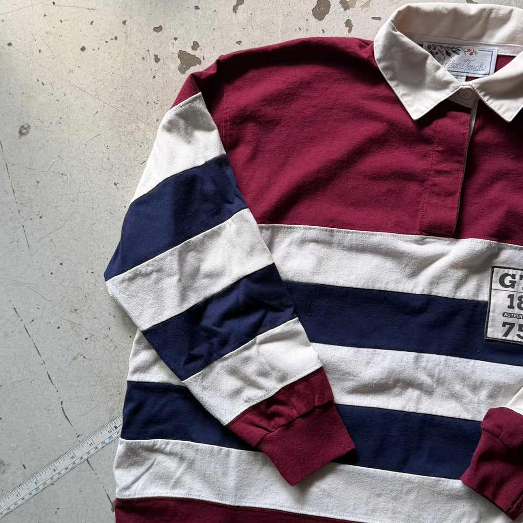 Rugby polo | stribet  | hvid/rød | M
