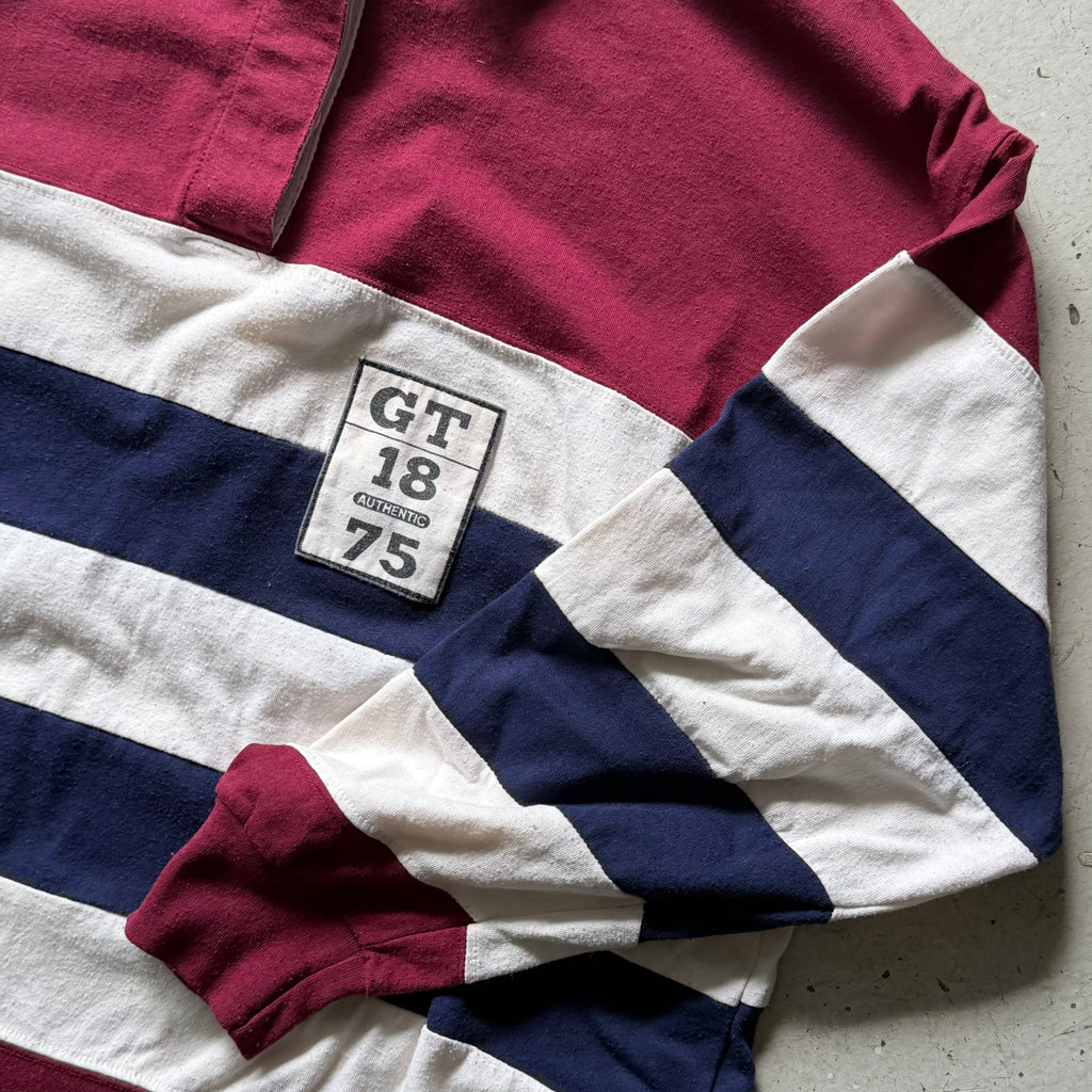 Rugby polo | stribet  | hvid/rød | M