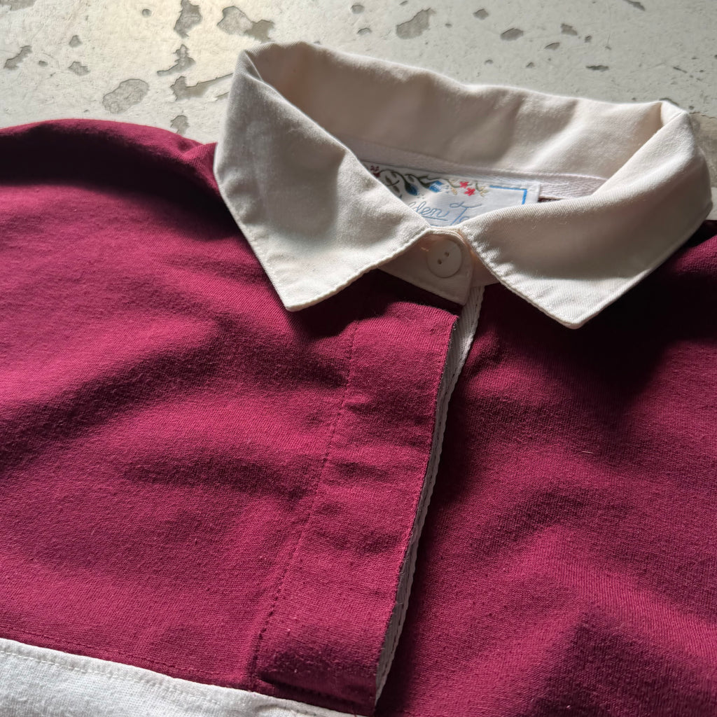 Rugby polo | stribet  | hvid/rød | M