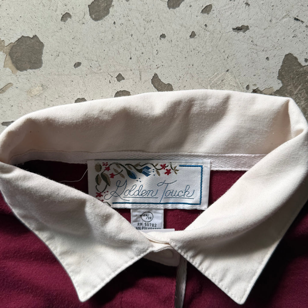 Rugby polo | stribet  | hvid/rød | M