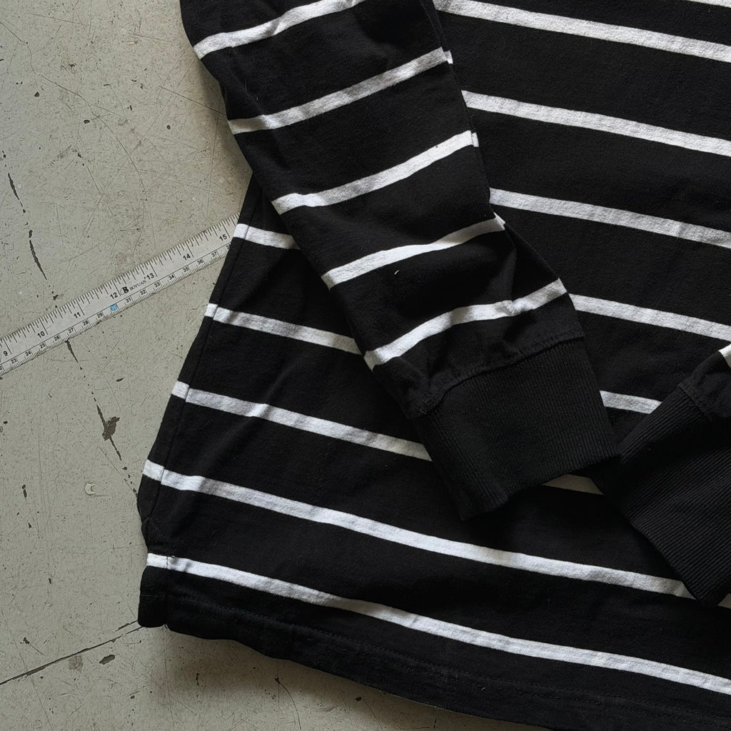 Rugby polo | stribet  | hvid/sort | L
