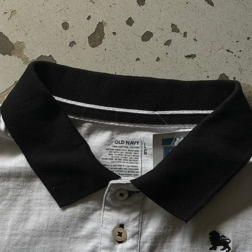 Rugby polo | stribet  | hvid/sort | L