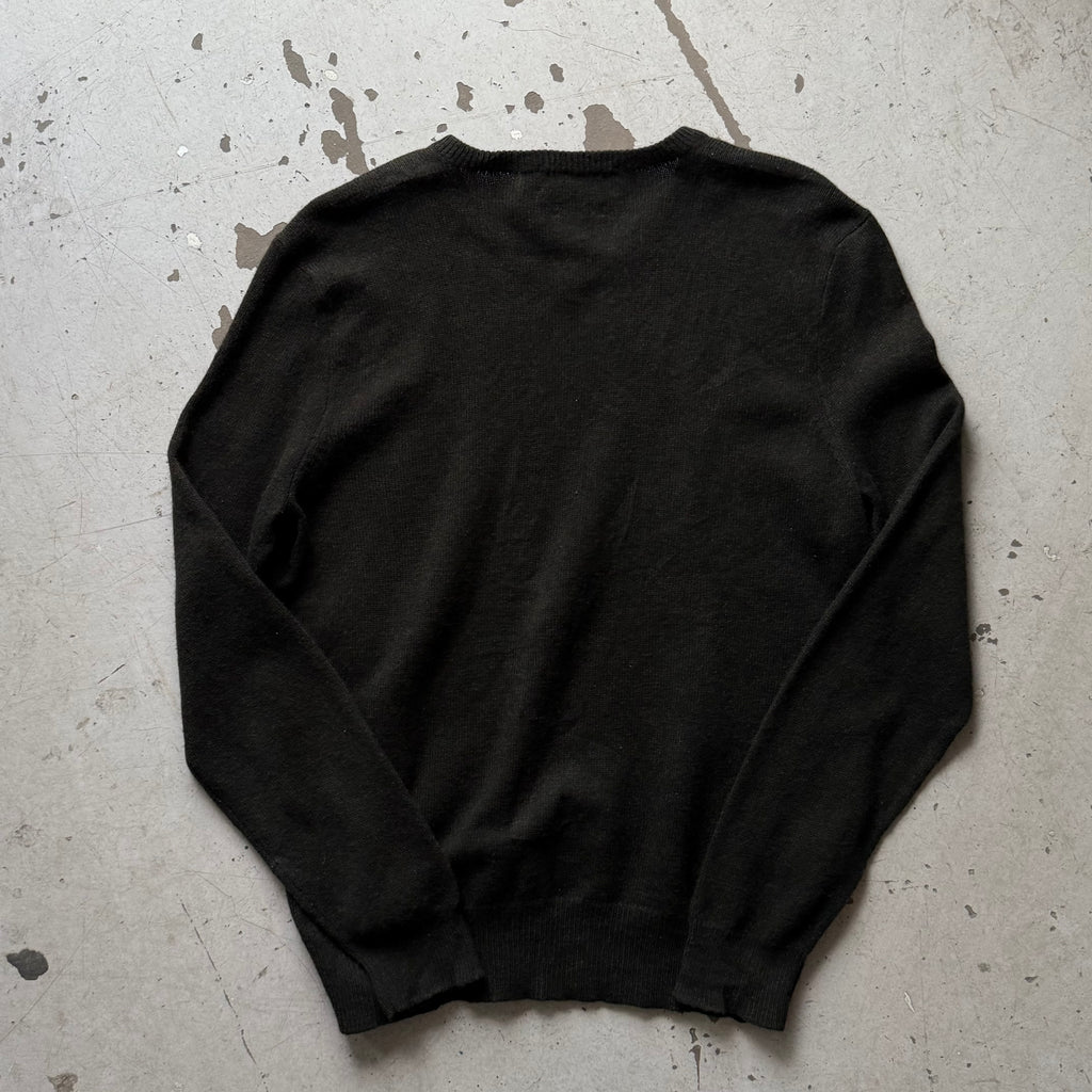 Polo Ralph Lauren striktrøje vintage mørkegrøn lammeuld L