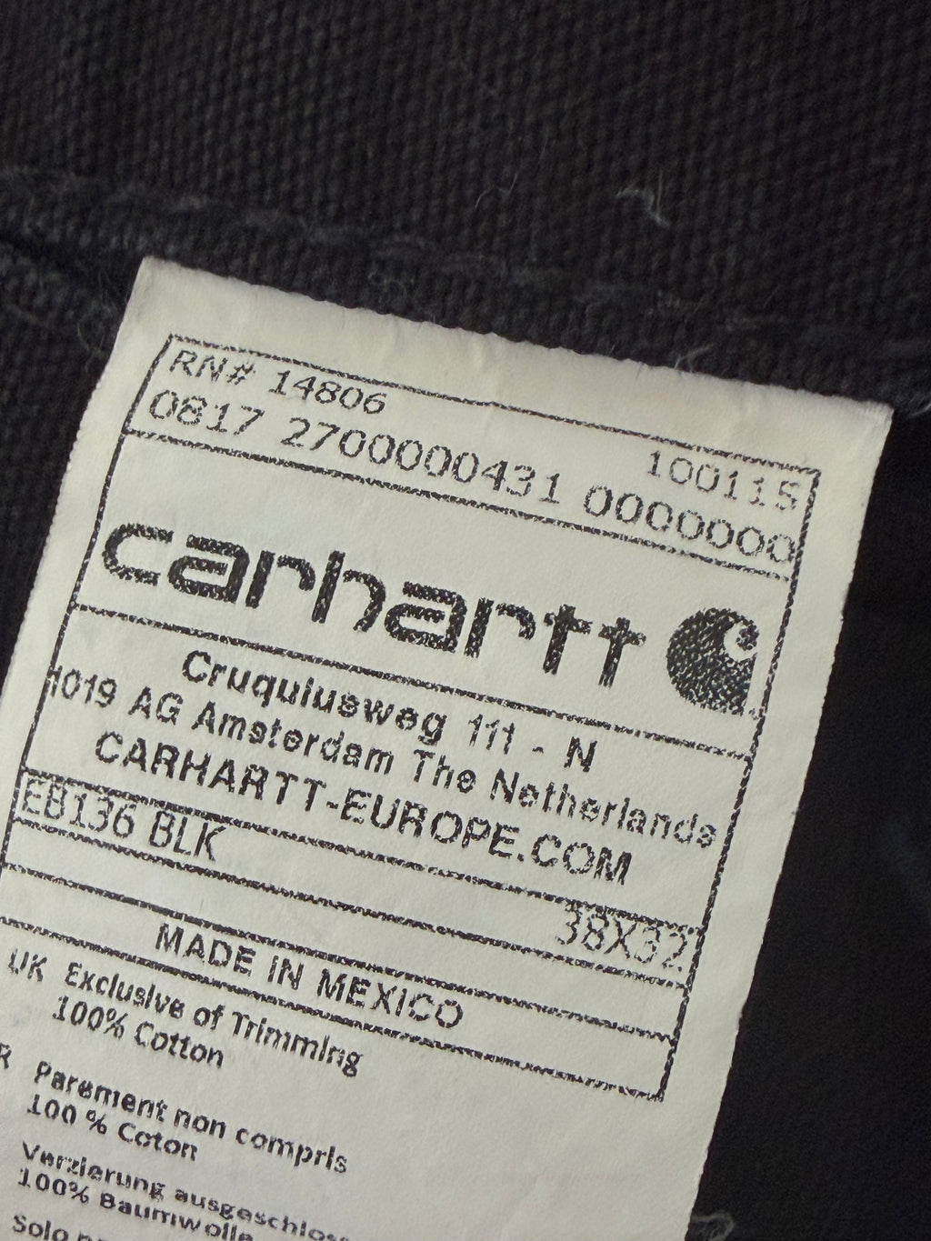 Carhartt | Workwear | Sort | W38 L32