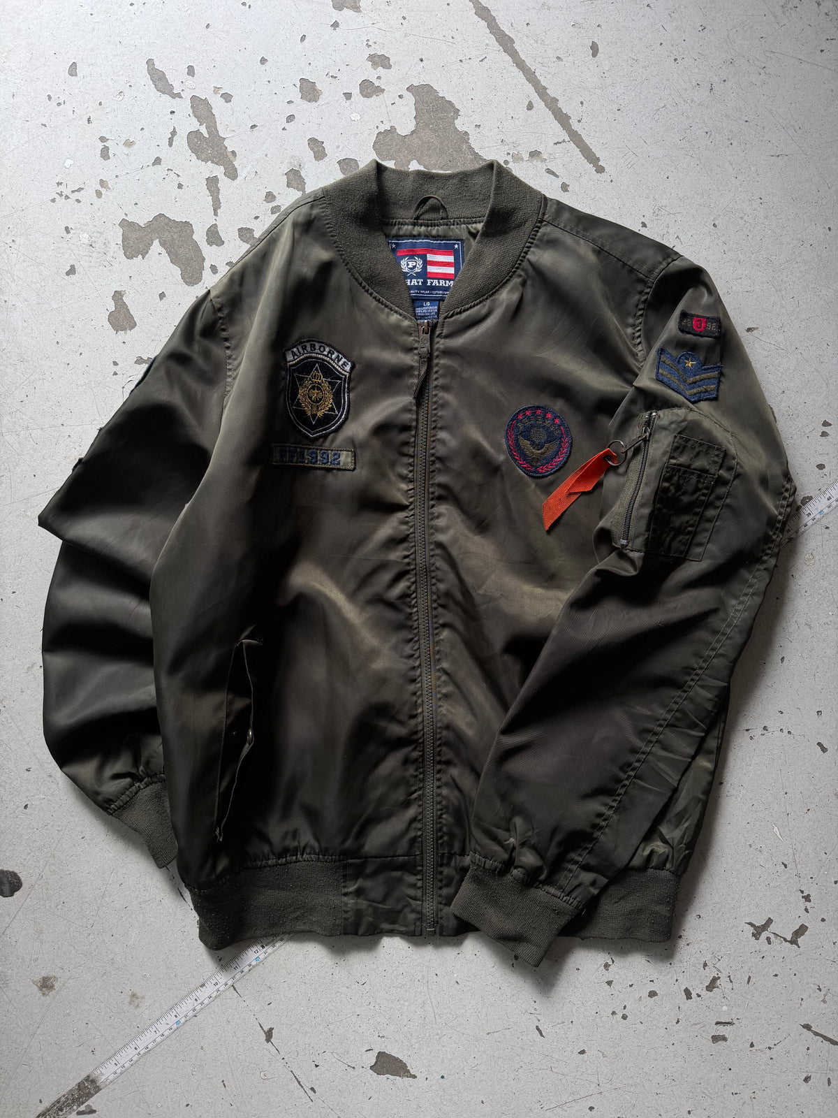Phat Farm | bomberjakke patches | armygrøn | L