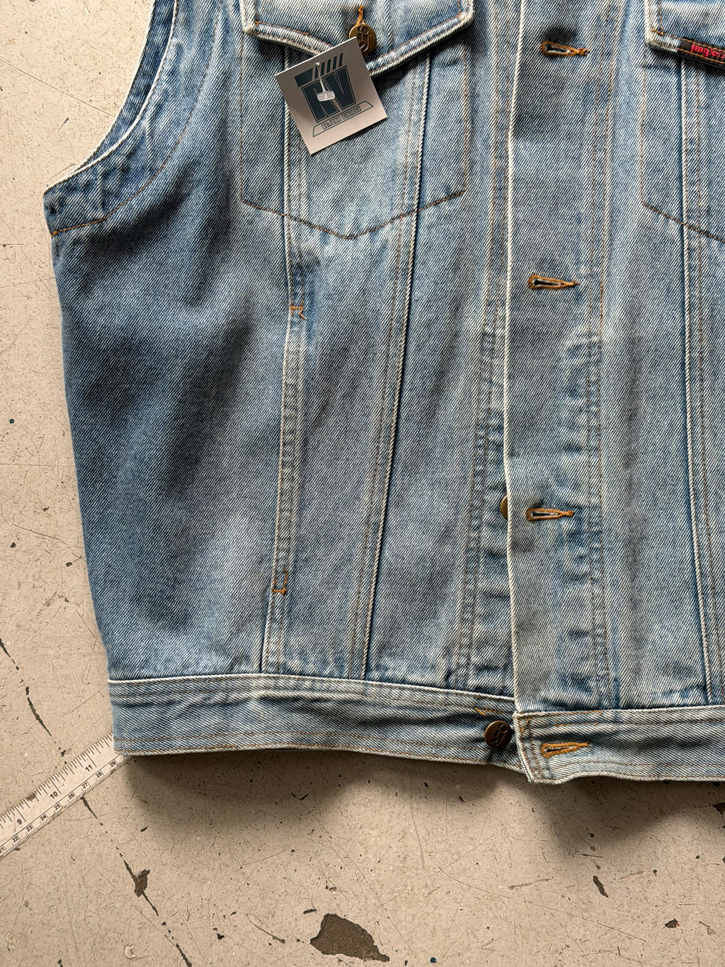 Vintage Vest | Denim med broderi | lyseblå | M