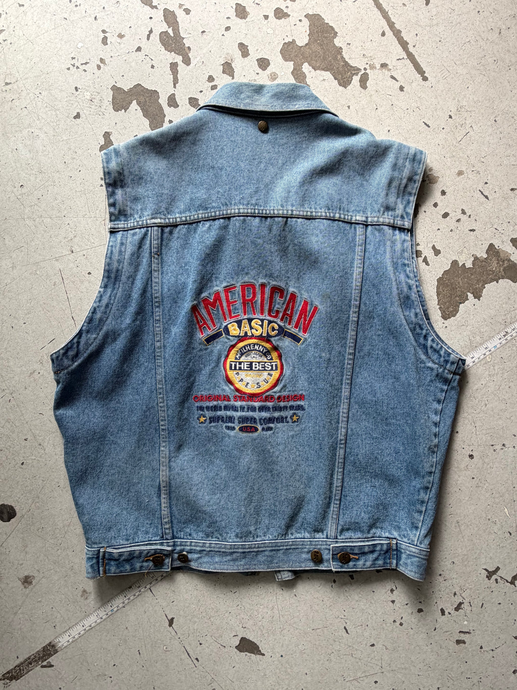 Vintage Vest | Denim med broderi | lyseblå | M