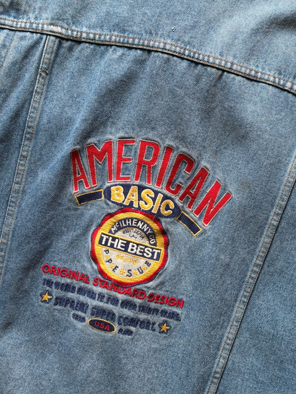Vintage Vest | Denim med broderi | lyseblå | M
