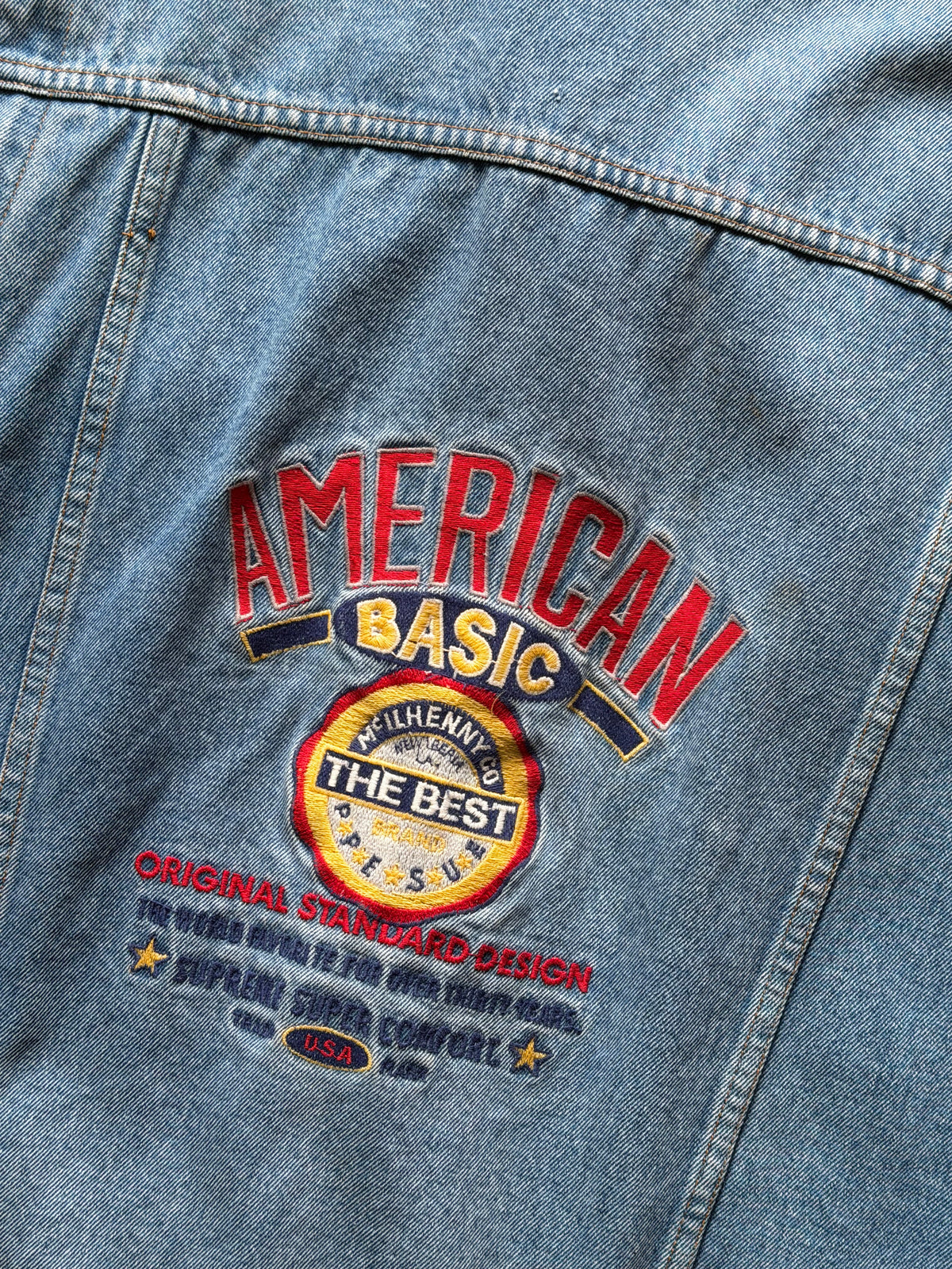 Vintage Vest | Denim med broderi | lyseblå | M
