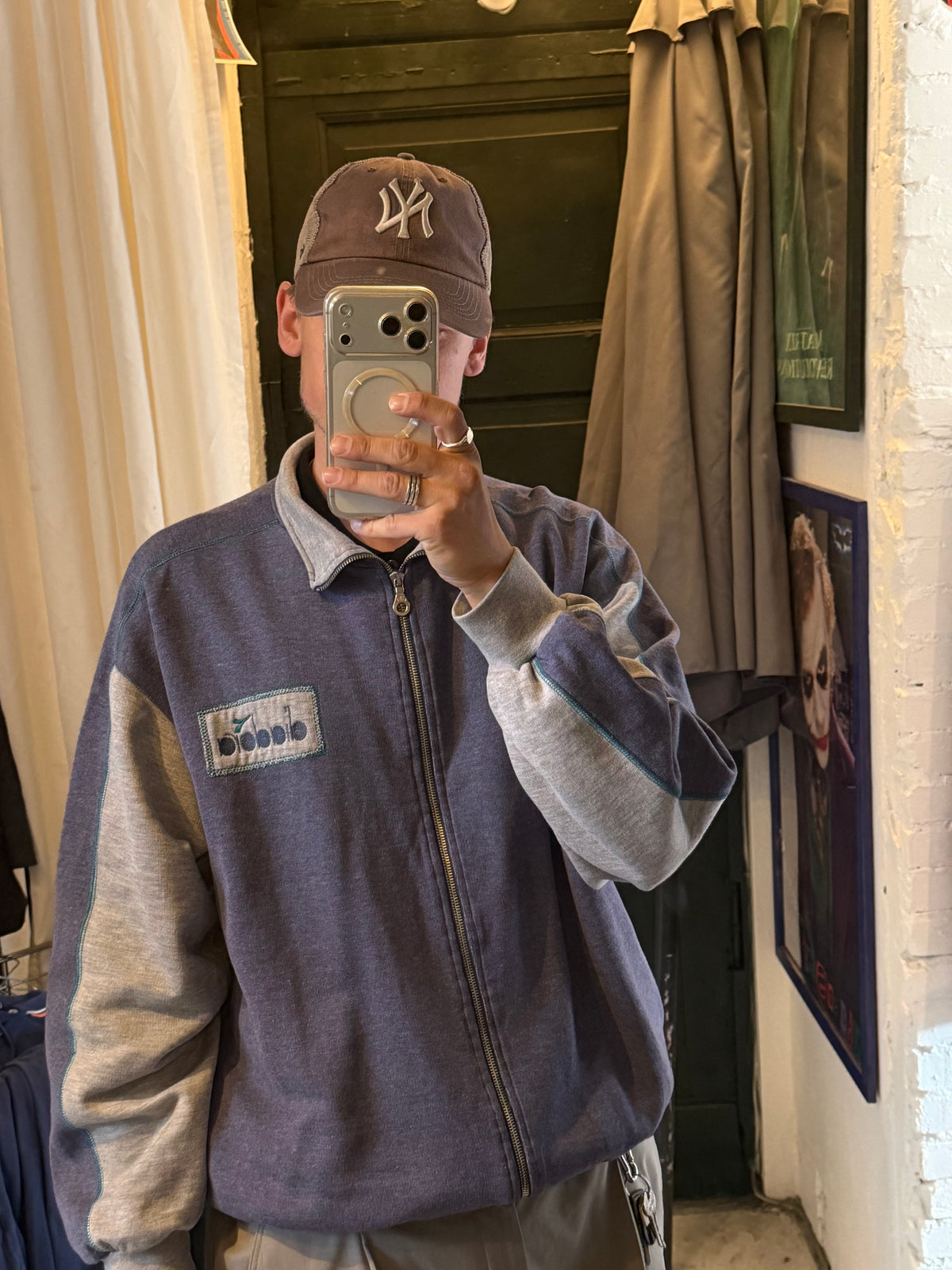 Diadora | vintage track jacket | blå/grå | XL