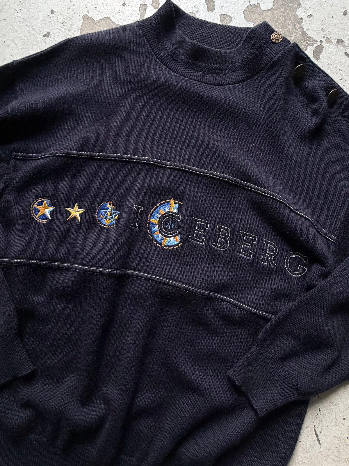 Vintage | ternet striktrøje | navy | L