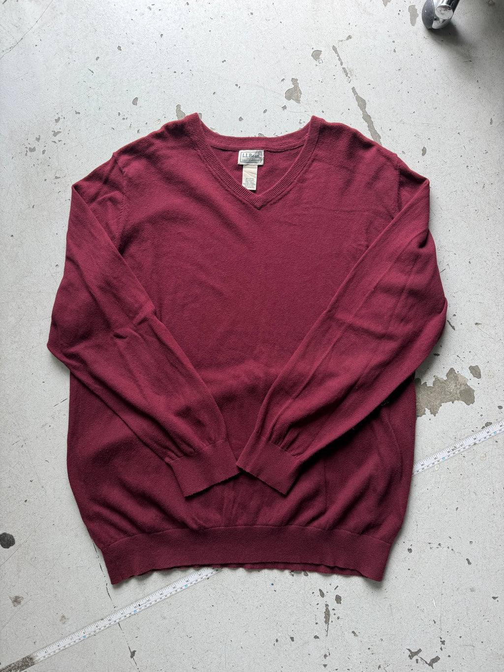 L.L.Bean | V-neck striktrøje | bordeaux | XXL