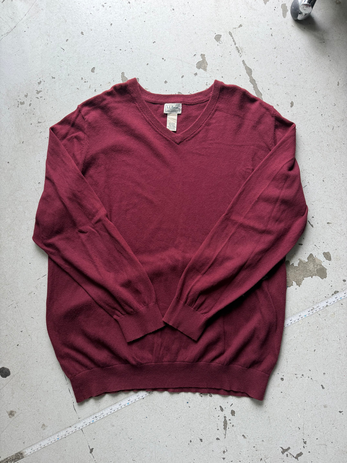 L.L.Bean | V-neck striktrøje | bordeaux | XXL