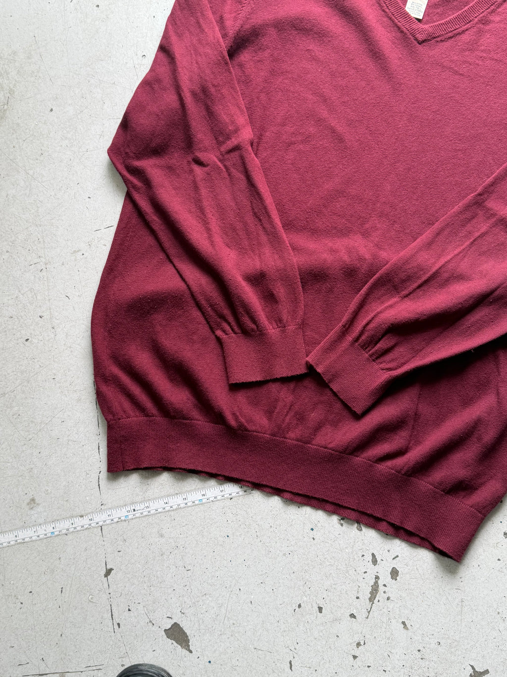 L.L.Bean | V-neck striktrøje | bordeaux | XXL