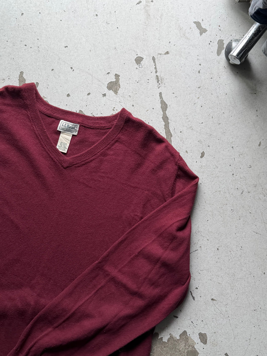 L.L.Bean | V-neck striktrøje | bordeaux | XXL