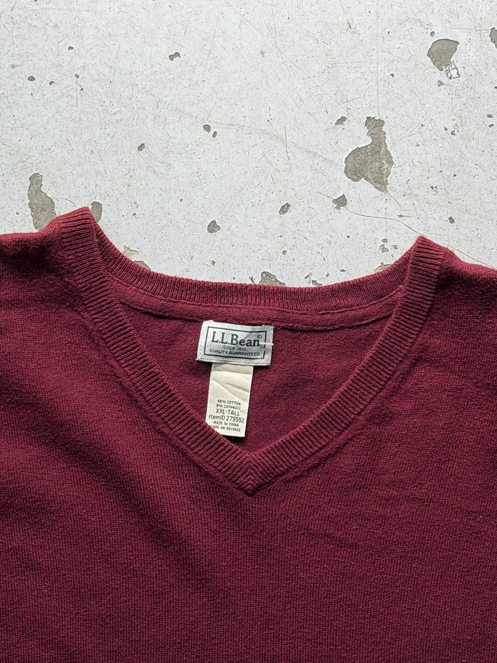 L.L.Bean | V-neck striktrøje | bordeaux | XXL