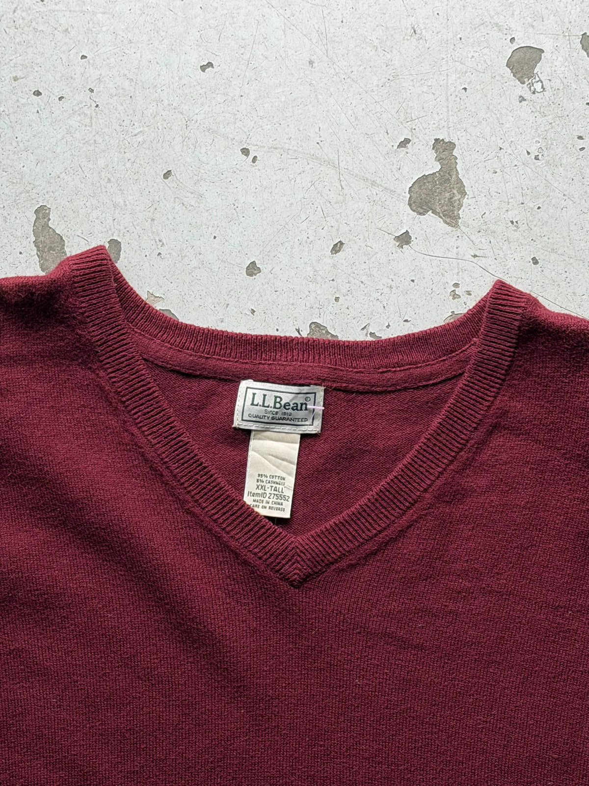 L.L.Bean | V-neck striktrøje | bordeaux | XXL