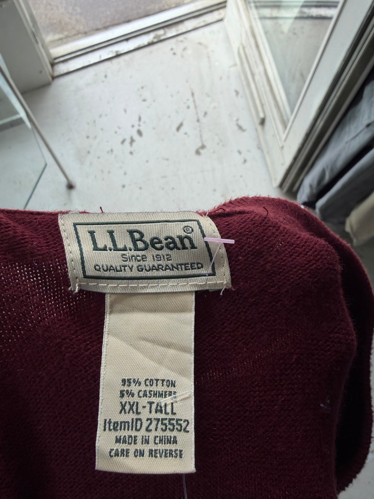 L.L.Bean | V-neck striktrøje | bordeaux | XXL