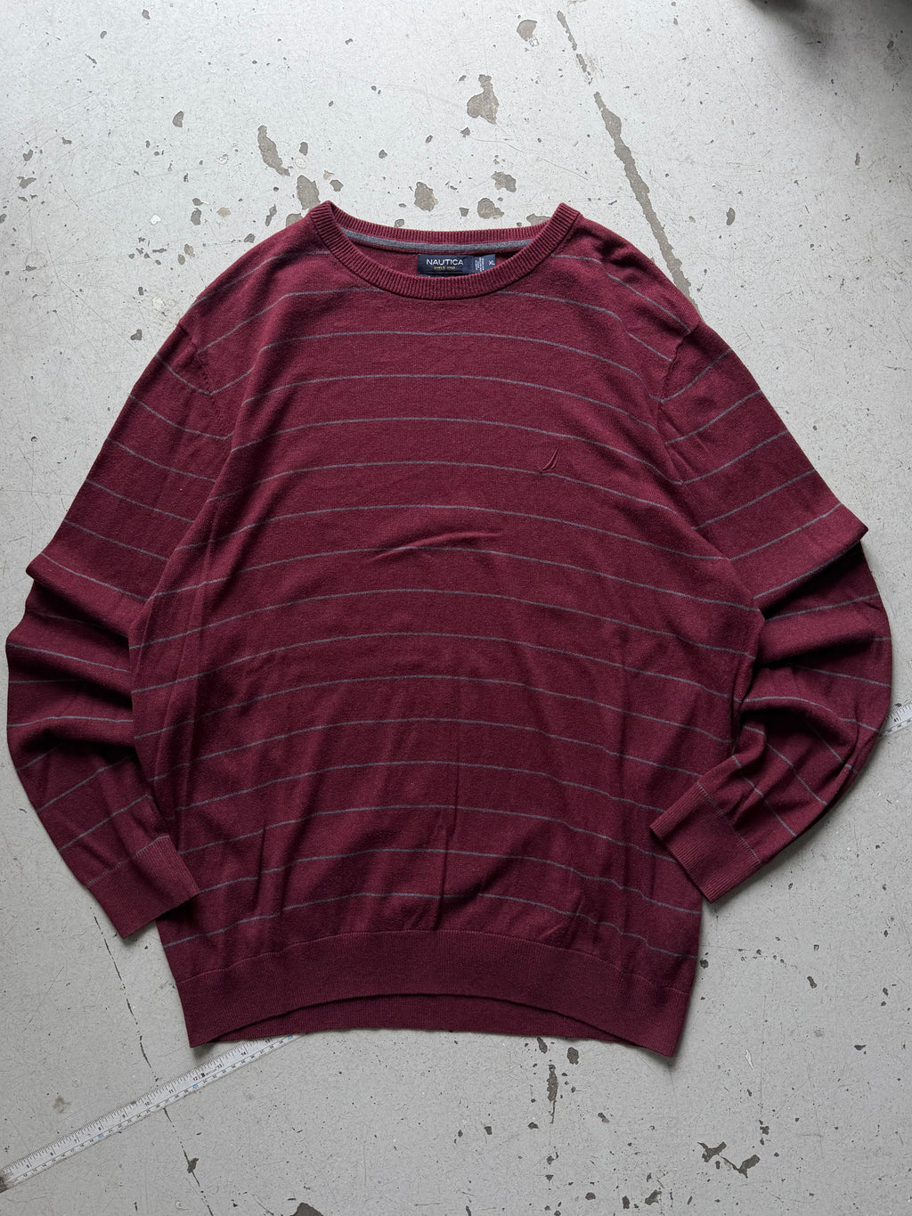 Nautica | stribet striktrøje | bordeaux/grå | XL