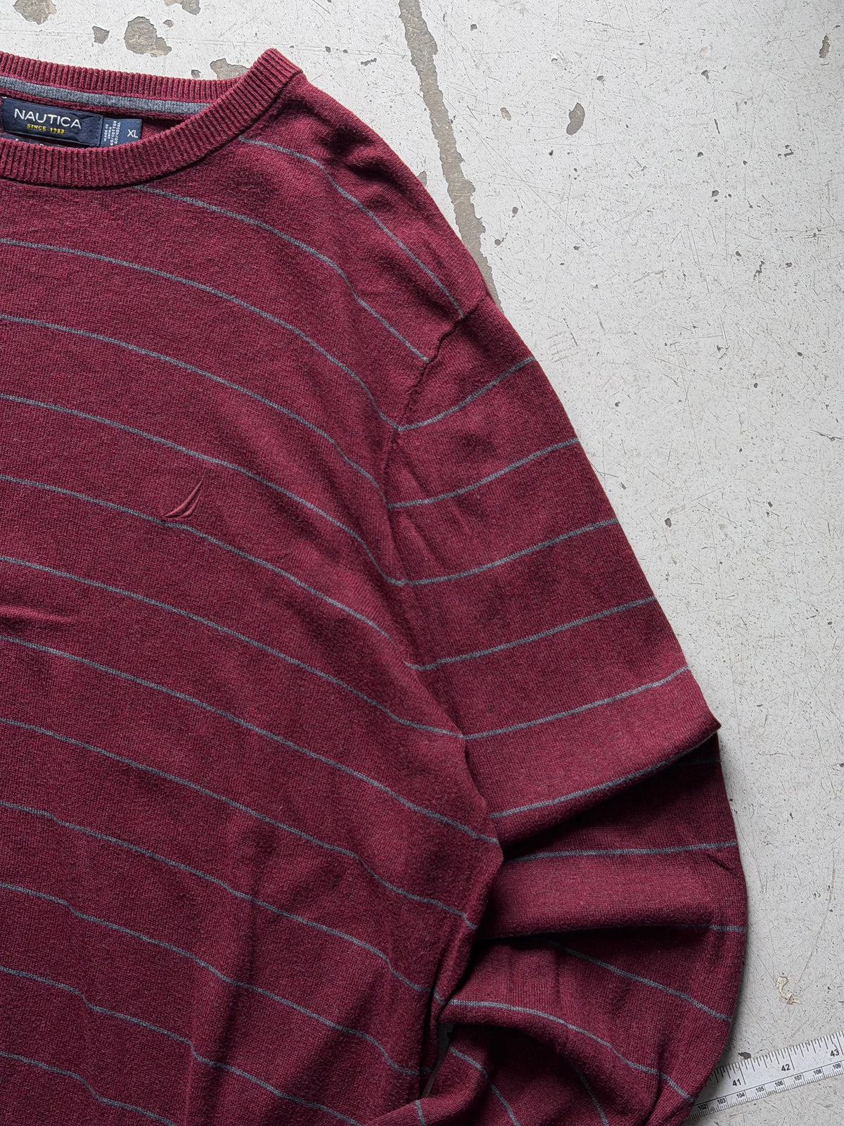 Nautica | stribet striktrøje | bordeaux/grå | XL