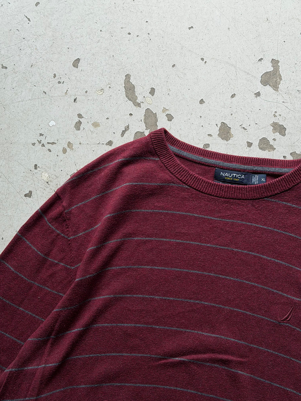 Nautica | stribet striktrøje | bordeaux/grå | XL