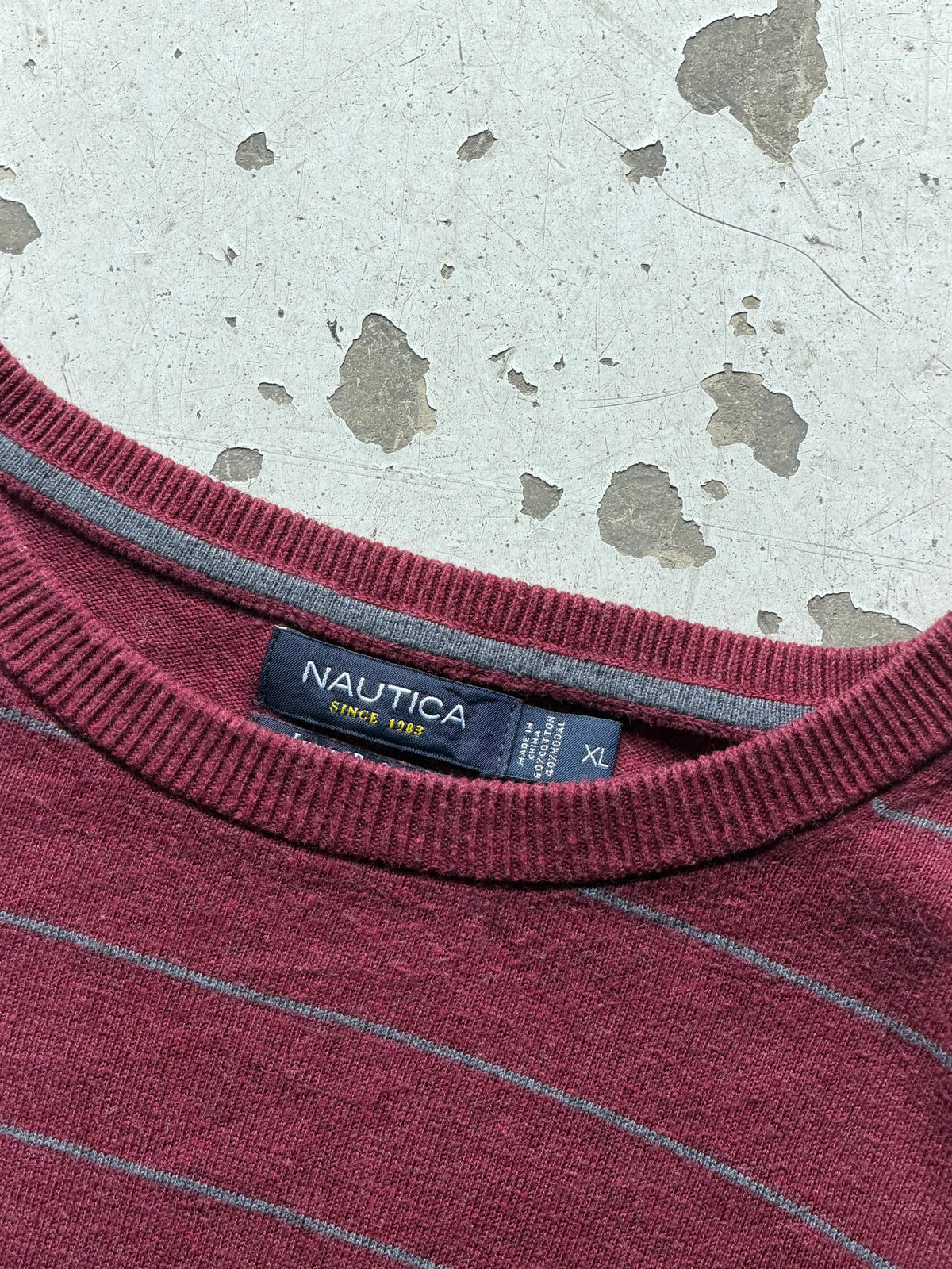 Nautica | stribet striktrøje | bordeaux/grå | XL