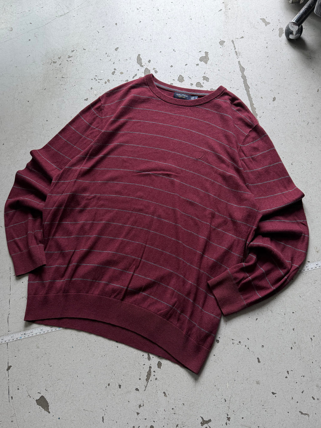 Nautica | stribet striktrøje | bordeaux/grå | XL