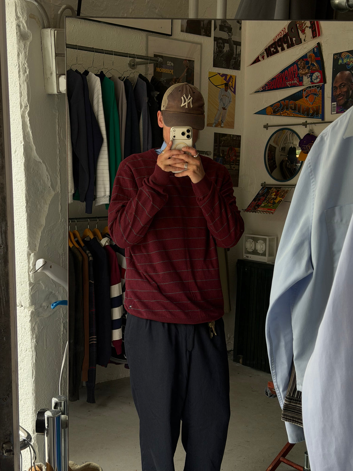 Nautica | stribet striktrøje | bordeaux/grå | XL