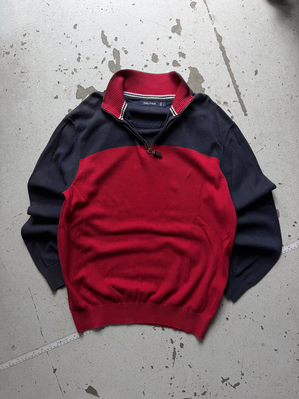 Nautica | 1/4 zip striktrøje | rød/navy | L